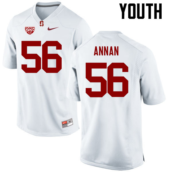 Youth Stanford Cardinal #56 Wesley Annan College Football Jerseys Sale-White